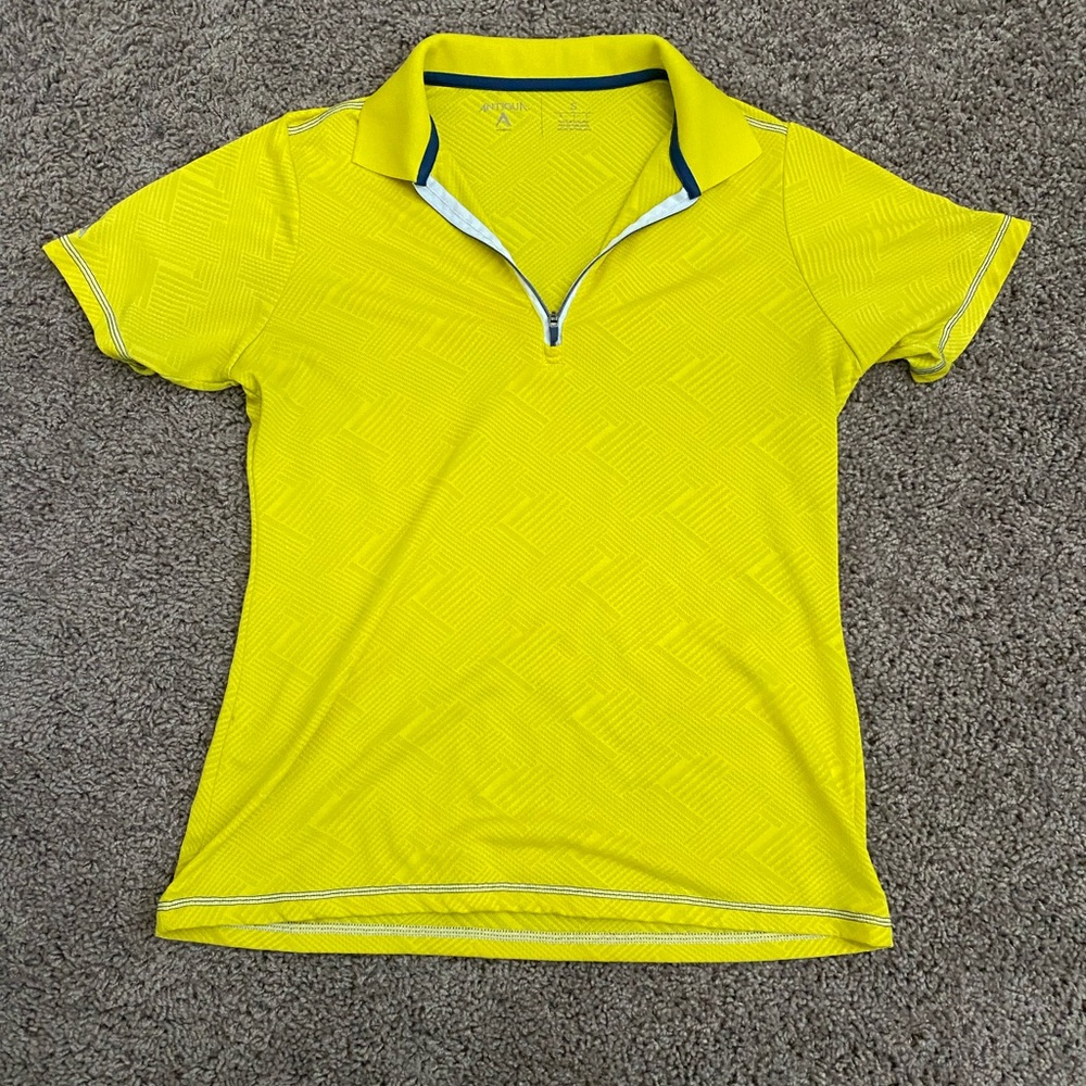 Antigua Yellow Polo with Navy Trim